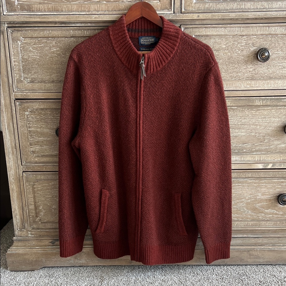 Pendleton Men's Burgundy Zip-Up Sweater